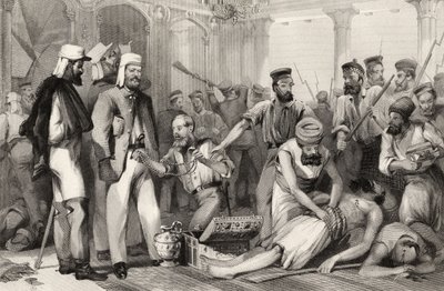 The Times Correspondent looking on at the sacking of the Kaiser Bach after the Capture of Lucknow on 15th March 1858 by English School